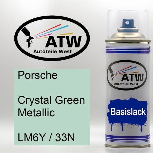 Porsche, Crystal Green Metallic, LM6Y / 33N: 400ml Sprühdose, von ATW Autoteile West.